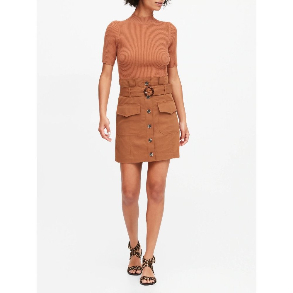 NWT Womens Size 10 Banana Republic Cinnamon Brown Belted Paperbag Utility Skirt
